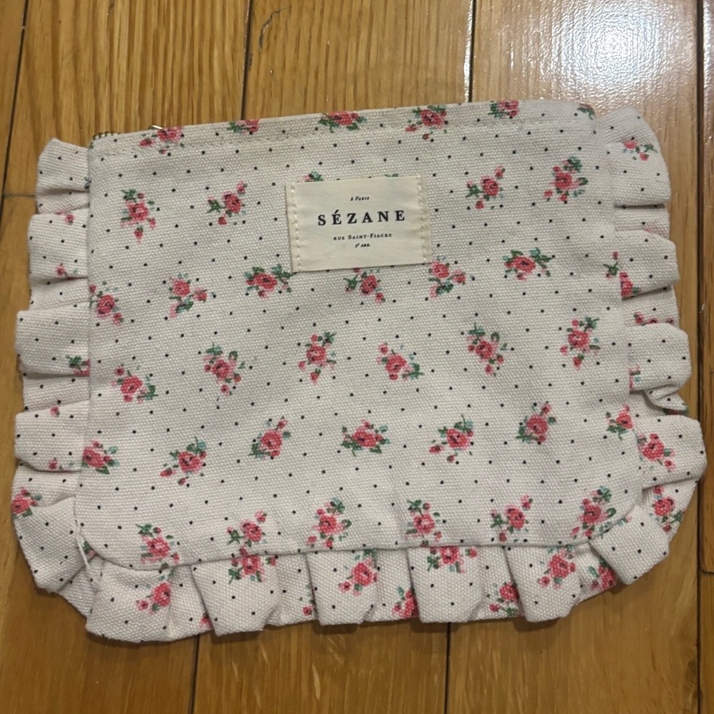 Sézane Floral Ruffle Pouch